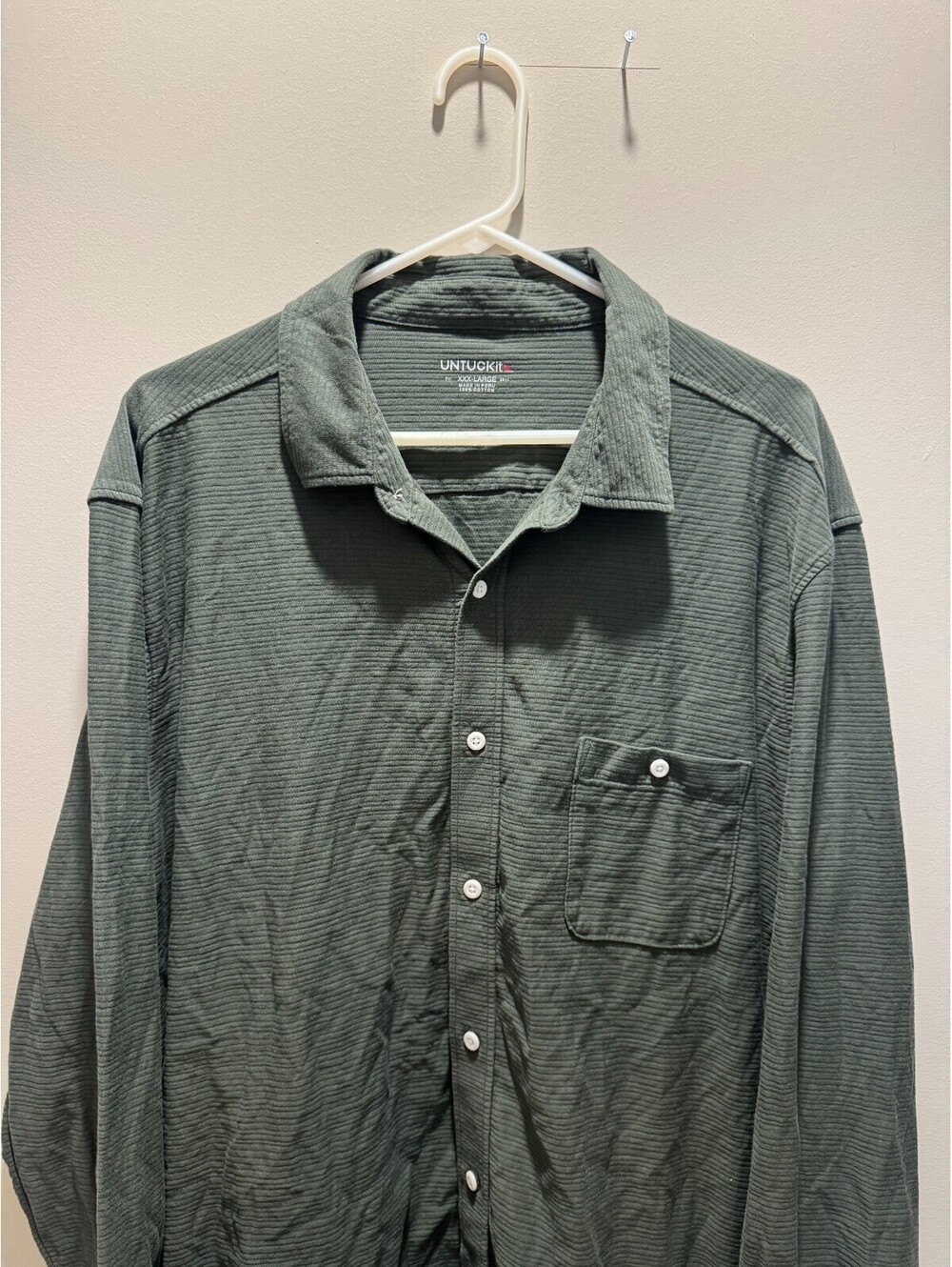 UntuckIT Long Sleeve Button Up Jersey 3XL Men's Shirt Green